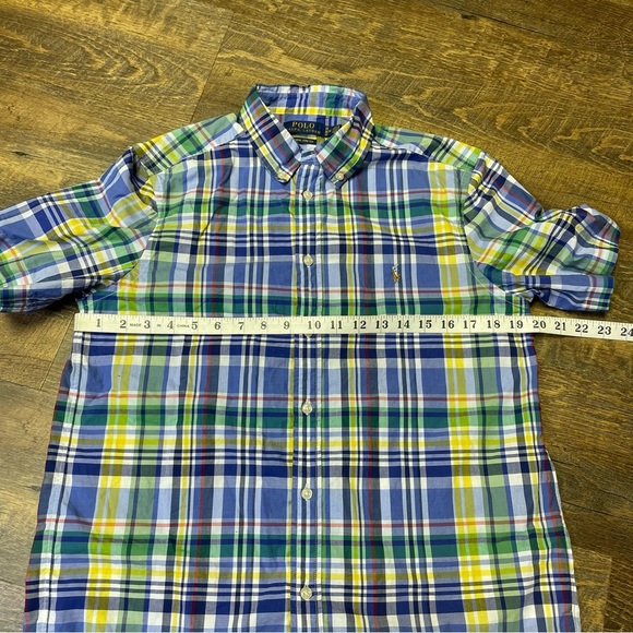 Polo Ralph Lauren Boys XL 18-20 Classic Multi Plaid Natural Stretch Short Sleeve - Picture 5 of 11